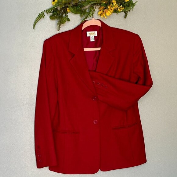 Talbots Wool Blend Red Blazer Size 10 P - Picture 2 of 9